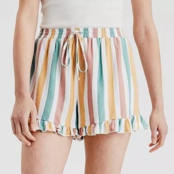 American Eagle Outfitters Striped Ruffle Shorts - Picture 1 of 11
